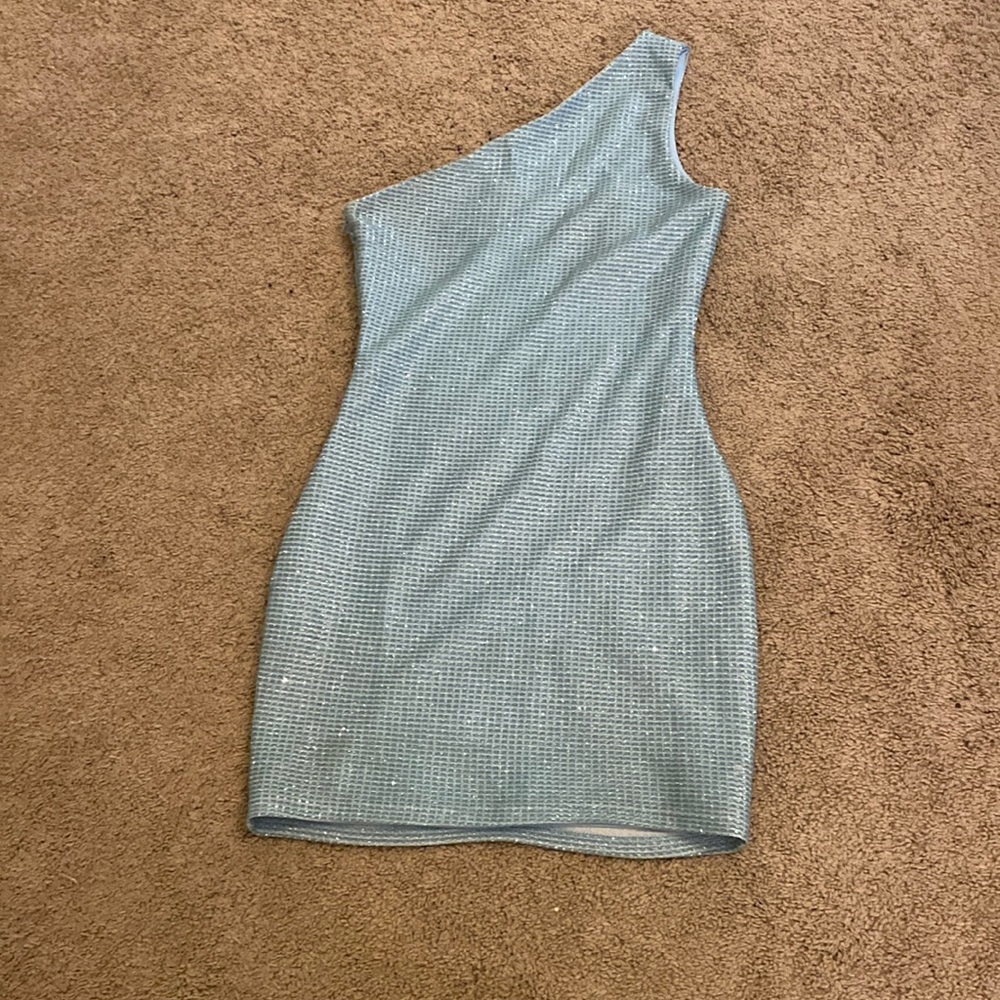 BLUE SPARKLY super down dress from revolve!!
